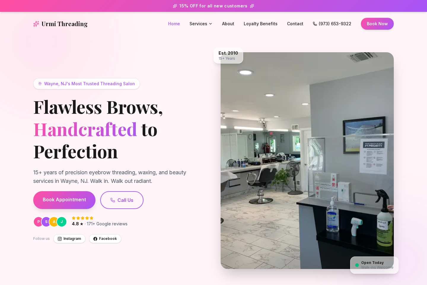 Urmi Threading Salon website